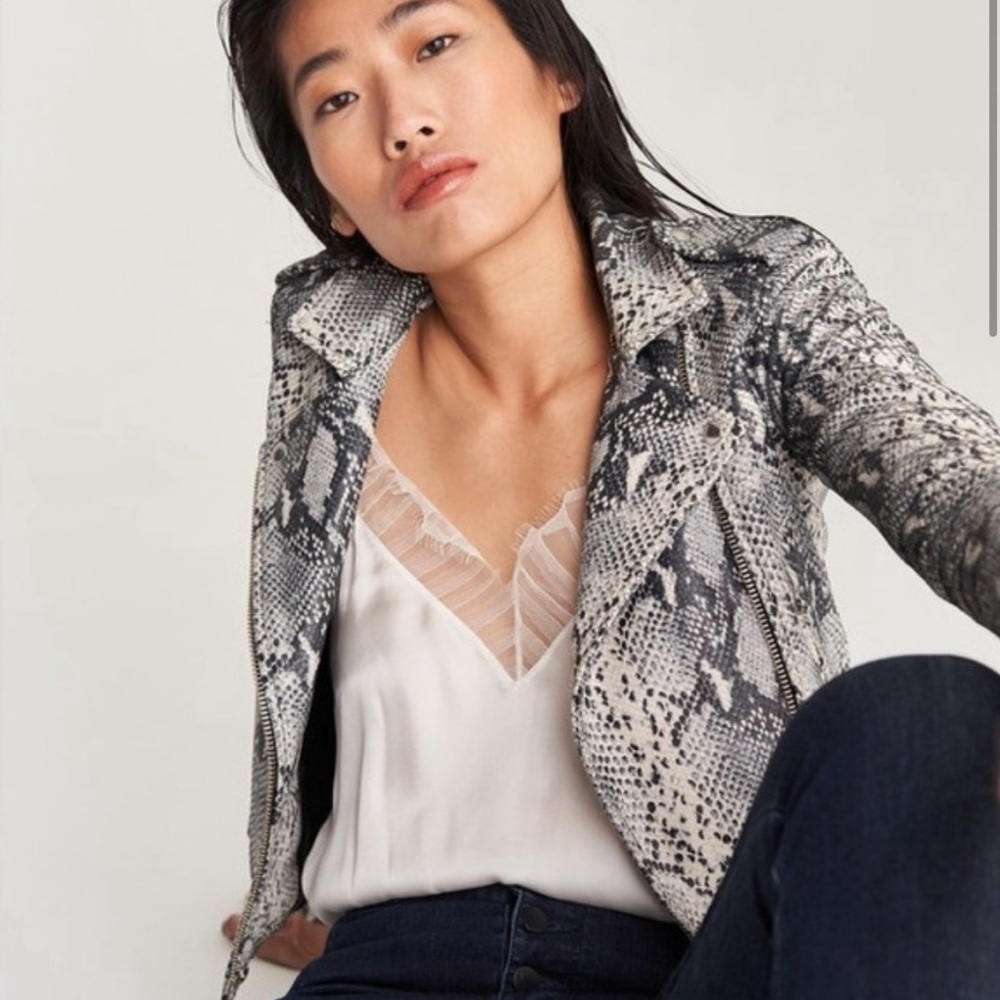 Iro Snake Python Print Ashville Lamb Leather Jack… - image 4